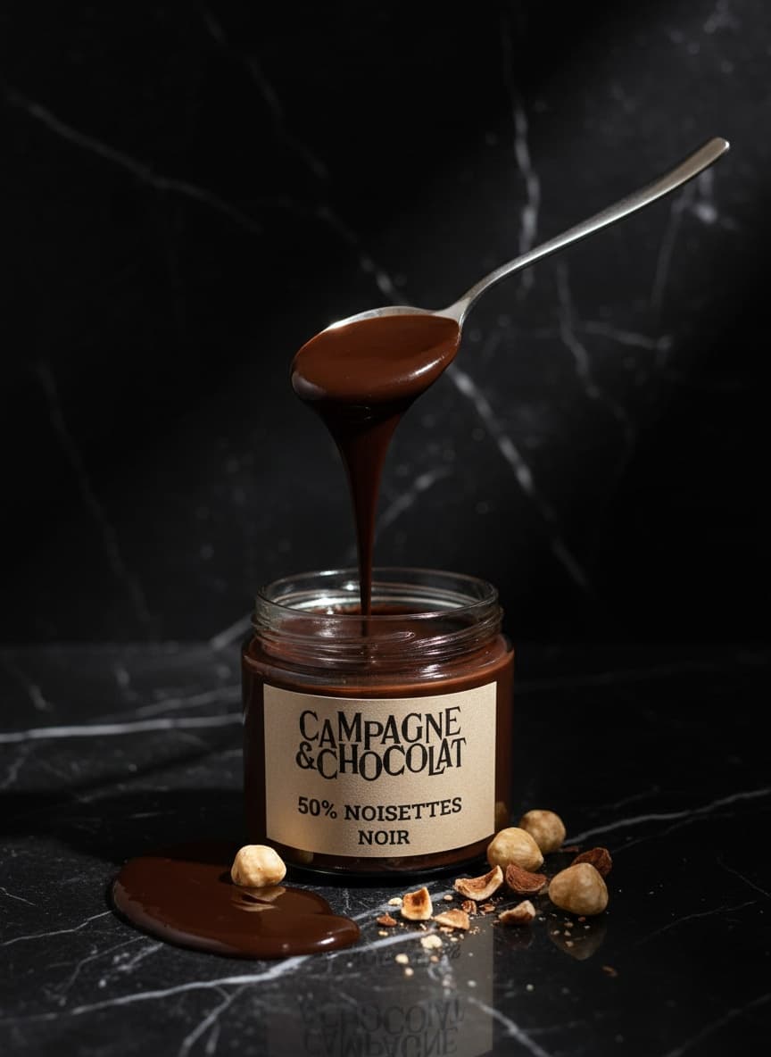 Pâte à tartiner 50% Noisettes Chocolat Noir – chocolat artisanal Bean to Bar Campagne & Chocolat